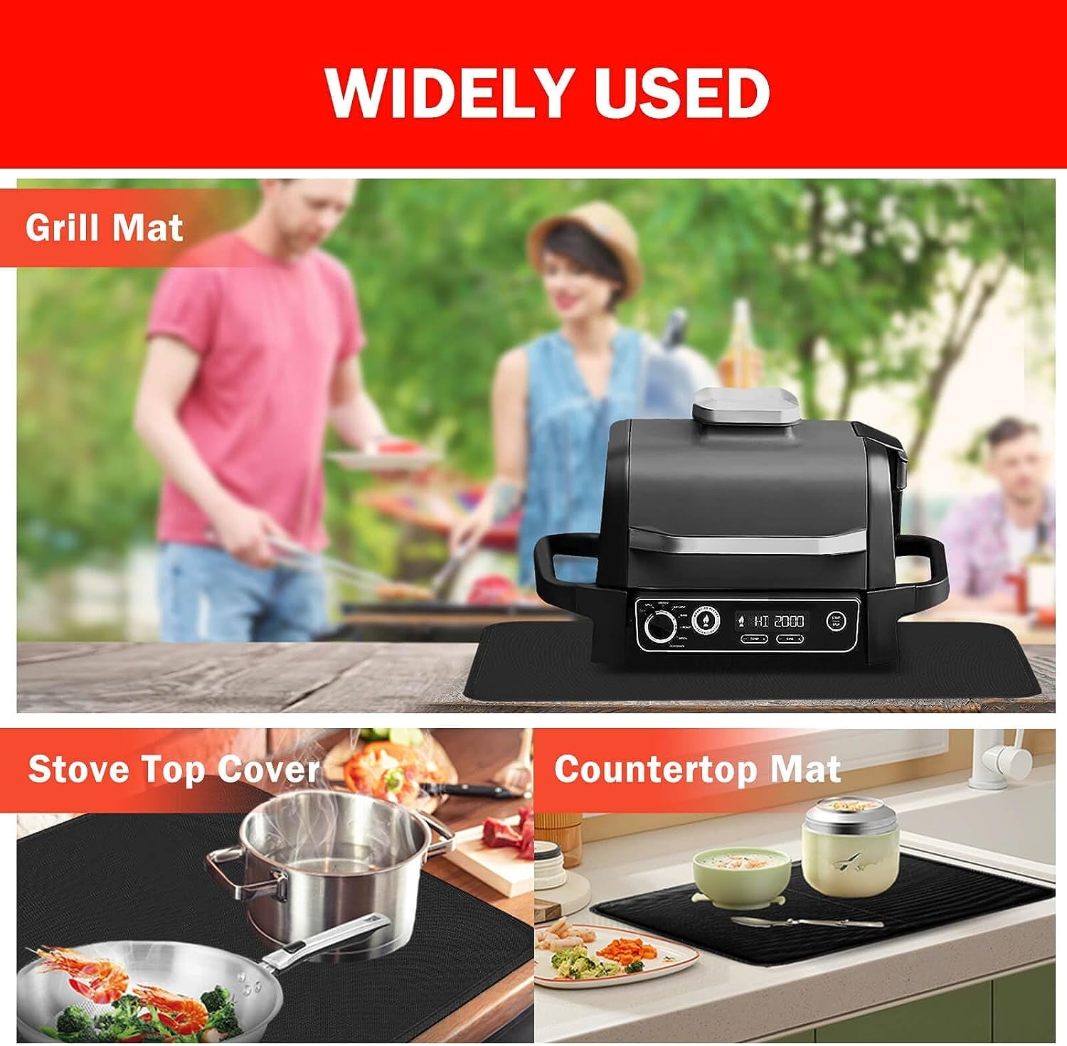 24" X 31" Grill Mat Fireproof for Outdoor Grill Protecting Prep Barbecue Table - Heat Resistant BBQ Tabletop Grilling Griddle Pad, Easy to Clean & Storage - Waterproof & Foldable, 0.6Mm
