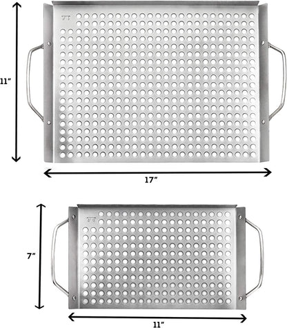 76630 Stainless Steel Grill Topper Grid, Set of 2, 11"X7" and 11"X17"