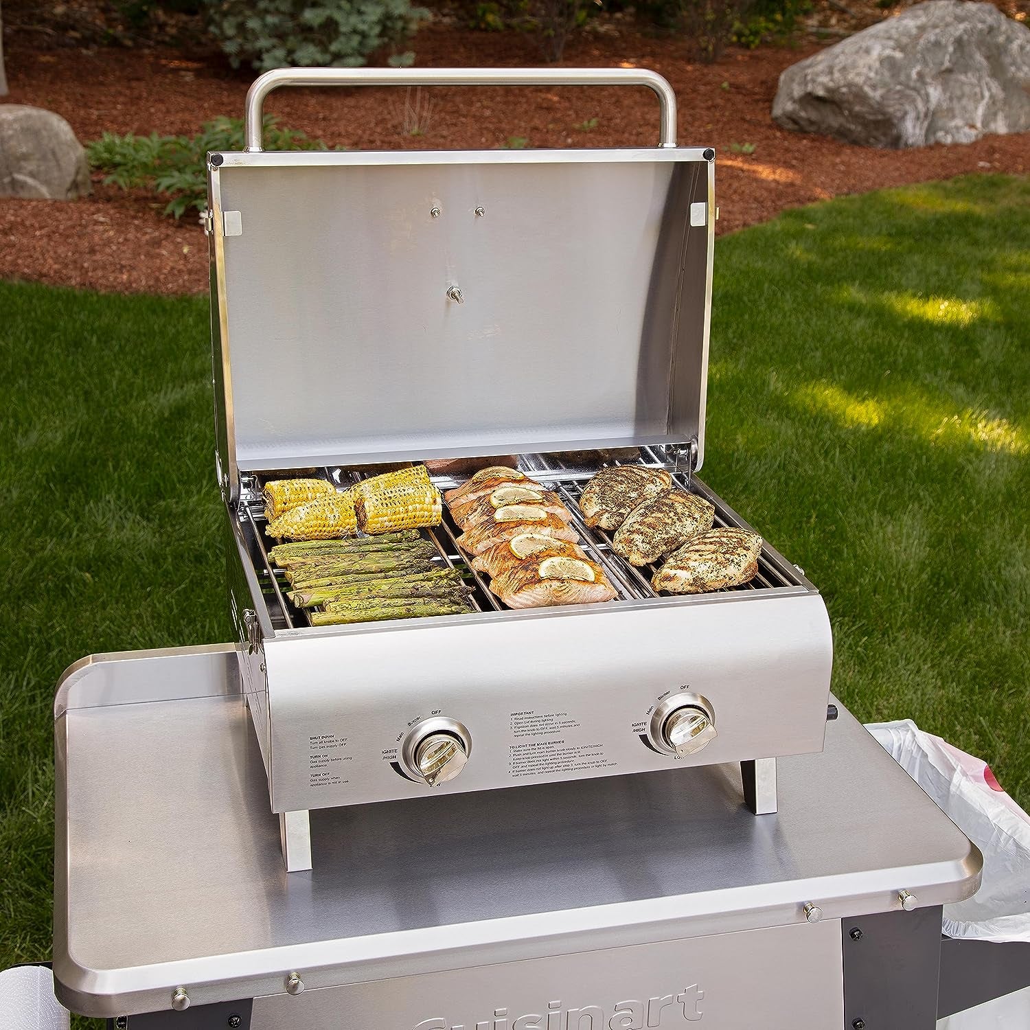 CGG-306 Chef'S Style Portable Propane Tabletop 20,000, Professional Gas Grill, Two 10,000 BTU Burners, Stainless Steel