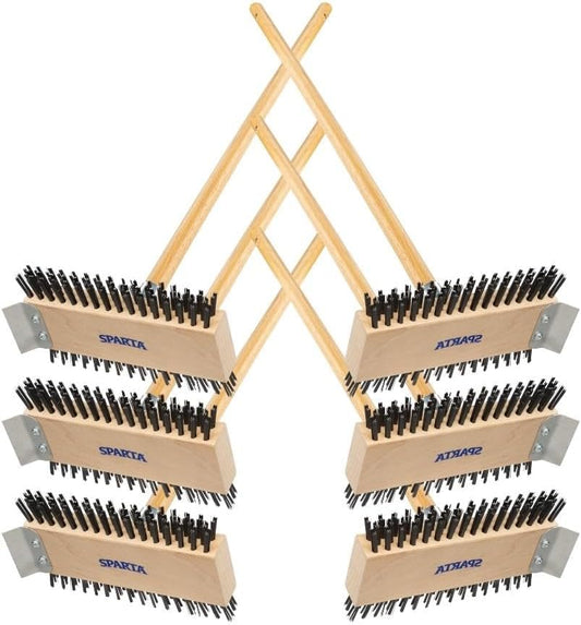 4002600 Stainless Steel Grill Brush, Grill Scraper with Long Handle for Commercial Cleaning, Kitchens, Restaurants, Bathrooms, 30 Inches, Brown