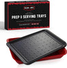 Prep & Serving Trays | Set of 2 | Stackable Serving Tray & Marinating Tray | Serving Platter for Plating Food & BBQ Prep Tub for Marinating Meats | Grill Accessories for Outdoor Grill |