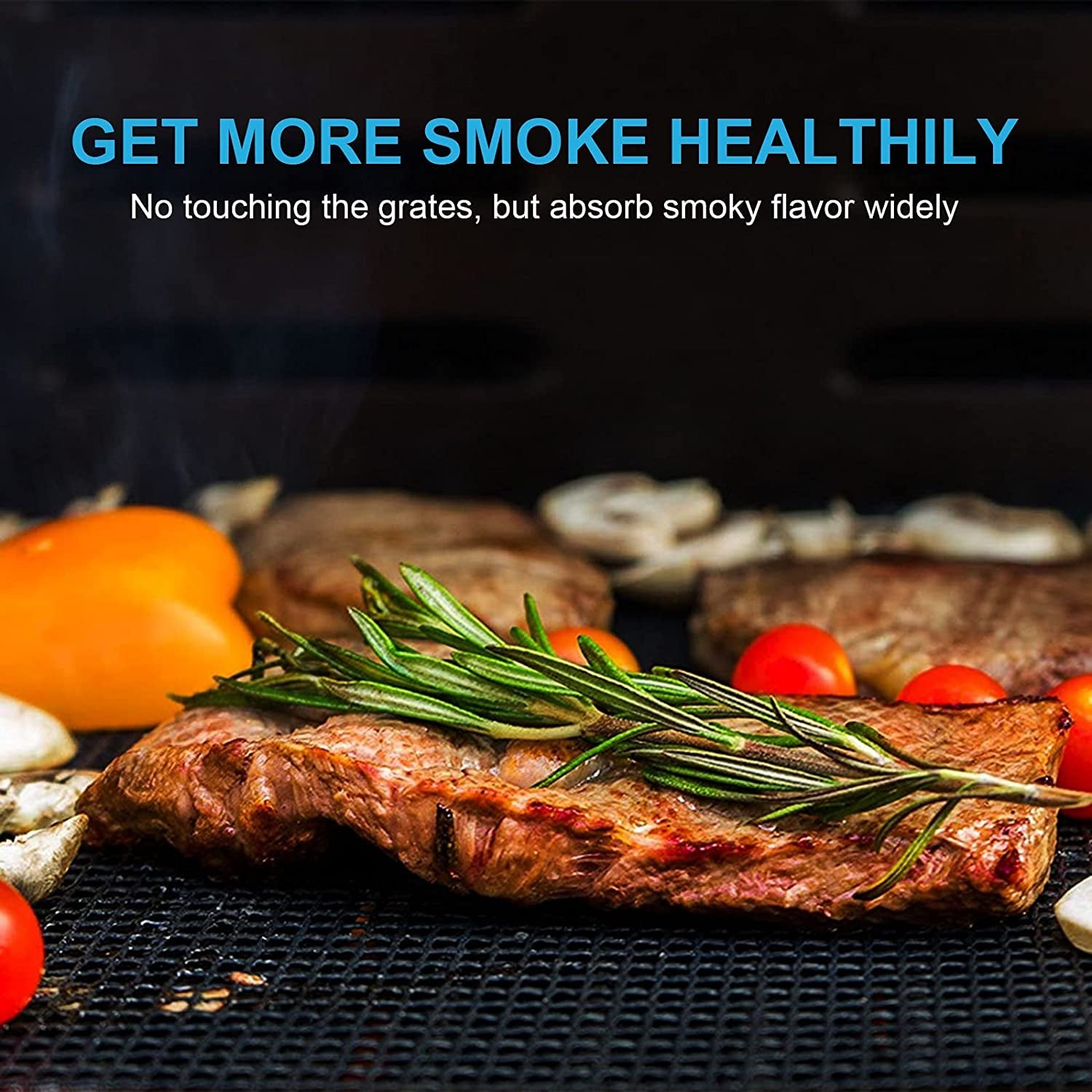 WOHLOPL Grill Mesh Mat, Non Stick BBQ Mesh Grilling Mats for Outdoor Grilling, Pellet Smoker, Gas, Charcoal Grill, Heavy Duty, Reusable, Easy to Clean, 15.75X 13 Inch (2 Pcs)