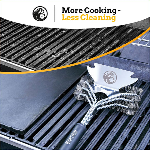 Image of Grill Brush with Durable Bristles & Sharp Scraper - Prevents Flare Ups for That Perfect Checkerboard Steak - Easily Cleans Metal Grilling Wire Brush Porcelain Grates without Damage