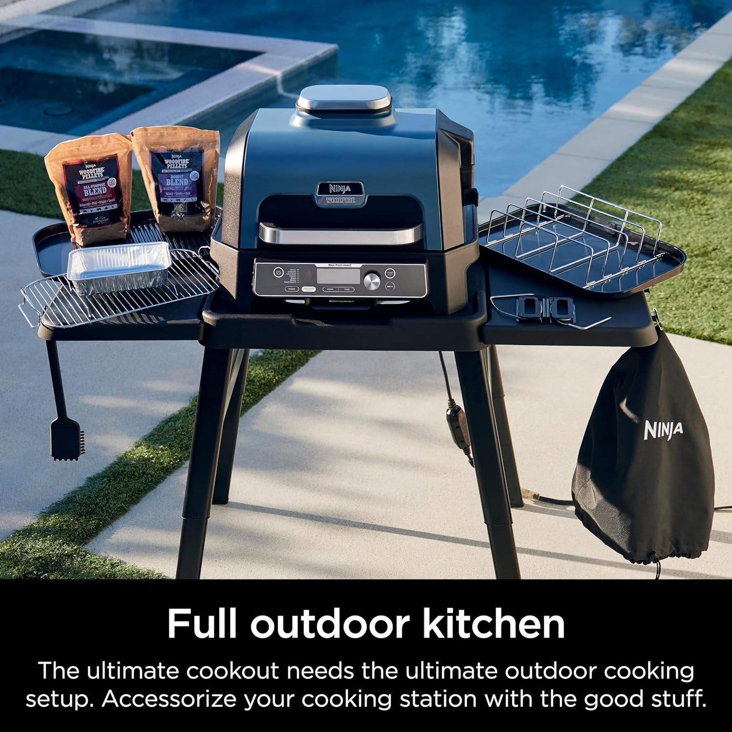 Ninja XSKRACKXL Woodfire Rib Rack, Compatible with OG800 and OG900 Series, Smokes 4 Full Racks of Ribs, Elevates Ribs for All-Around Airflow, Even Bark, Steel, Silver