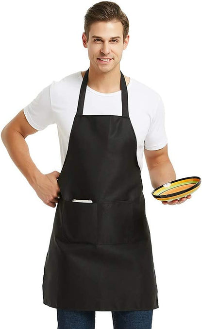 8 PCS Plain Bib Aprons Bulk - Mixed Color Commercial Apron with 2 Pockets for Kitchen Cooking Restaurant BBQ Painting Crafting
