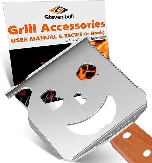 STEVEN-BULL S Grill Spatula for Outdoor Grill, 7-In-1 BBQ Spatula for Grill, 17 Inch Long Barbecue Tool, Perfect BBQ Gifts for Men (Color Box Packaging)