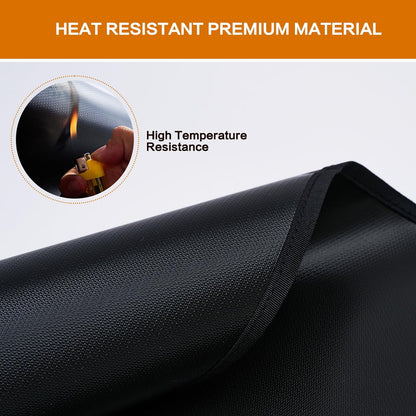 SUITMAT under the Grill Mat for Royal Gourmet Grill Cart Table PC3401B, 20 X 30In Double-Sided Fireproof Grill Pad for Blackstone 22’’ Griddle, Ninja Woodifre Outdoor Grill, Ooni 12 Pizza Oven, Black