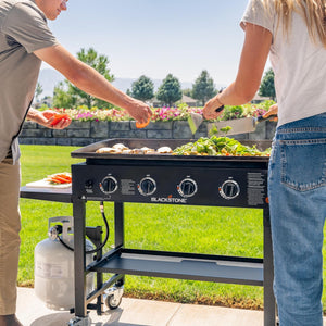 36 Inch Gas Griddle Cooking Station 4 Burner Flat Top Gas Grill Propane Fuelled Restaurant Grade Professional 36” Outdoor Griddle Station with Side Shelf (1554)