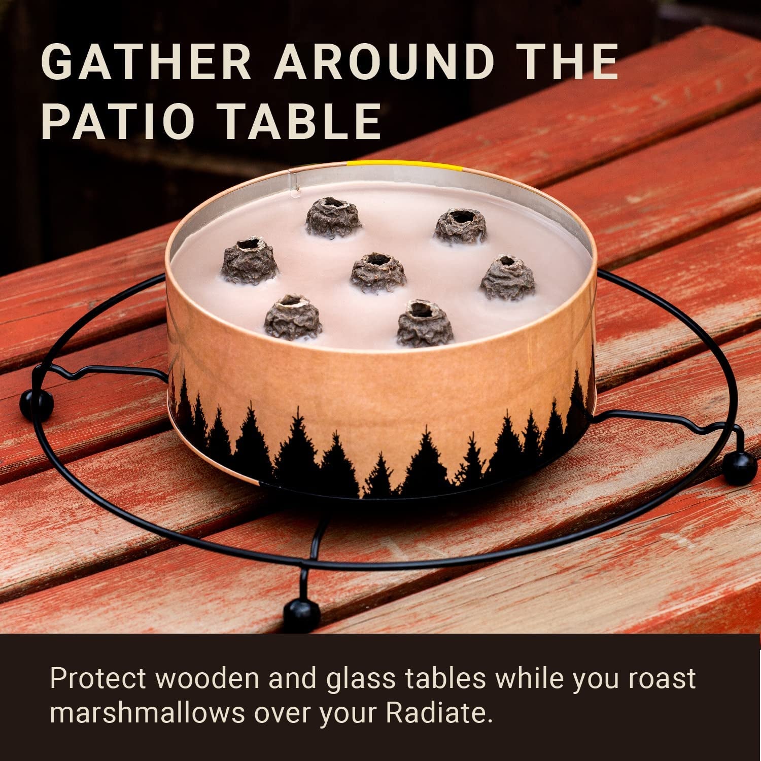 Radiate - Campfire Trivet - Turn Your Campfire into a Tabletop Experience - Metal Holder Campfire and Campfire Mini - Powder-Coated Steel - 13.4" Diameter