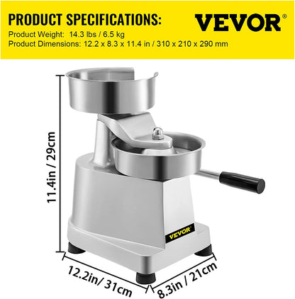 VBENLEM Commercial Hamburger Patty Maker 150Mm/6Inch Stainless Steel Burger Press Heavy Duty Hamburger Press Meat Patty Maker Hamburger Forming Processor with 1000 Pcs Patty Papers