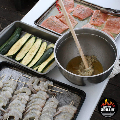 Better Grillin BBQ Bastin Mop Basting Barbecue Brush/Mop Easily Applies Marinades, Sauces, Washes Out, 16In Handle, 2Pk