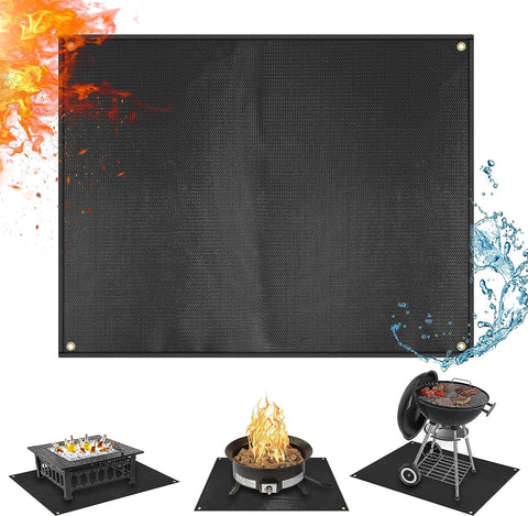 Image of 36 X 30 Inch under Grill Mats for Outdoor Grill - Fireproof Grill Mats for Outdoor Grill Deck and Grass Protector - Water Resistant & Oil Proof- Easy to Clean Fire Pit Mat, Fireplace Mat