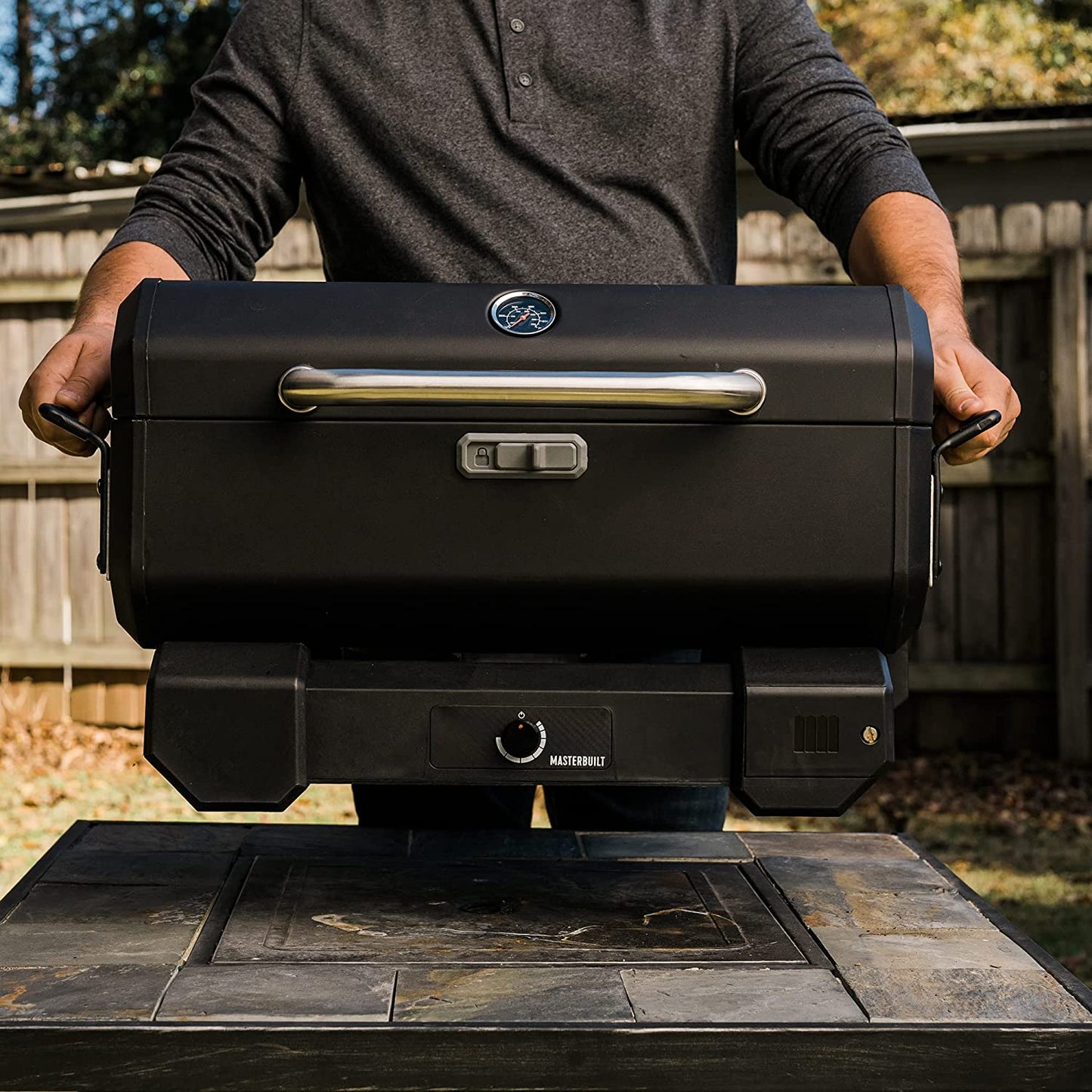 MB20040522 Portable Charcoal Grill without Cart, 17"D X 28"W X 9"H, Black