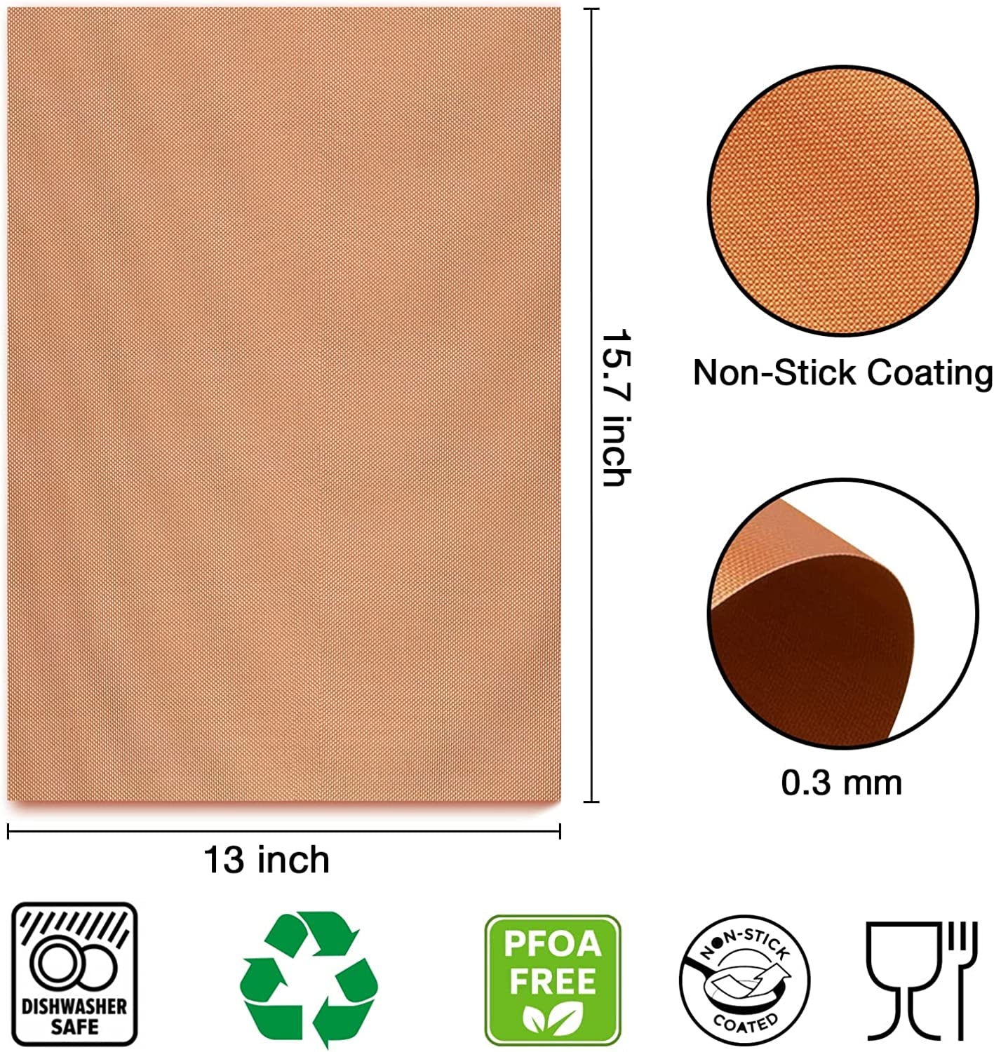 Grill Mats for Outdoor Grill Set of 6 BBQ Grill Mat Copper Grill Mat Heavy Duty Non Stick Reusable and Easy to Clean, Electric Gas Charcoal Grill Outdoor Cooking Tools Accessories RV Camper Must Have