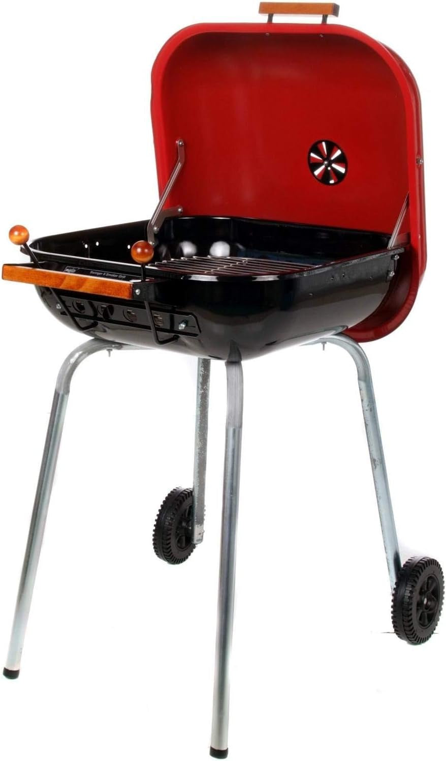 Americana the Swinger with an Adjustable Six-Position Cooking Grid in Red