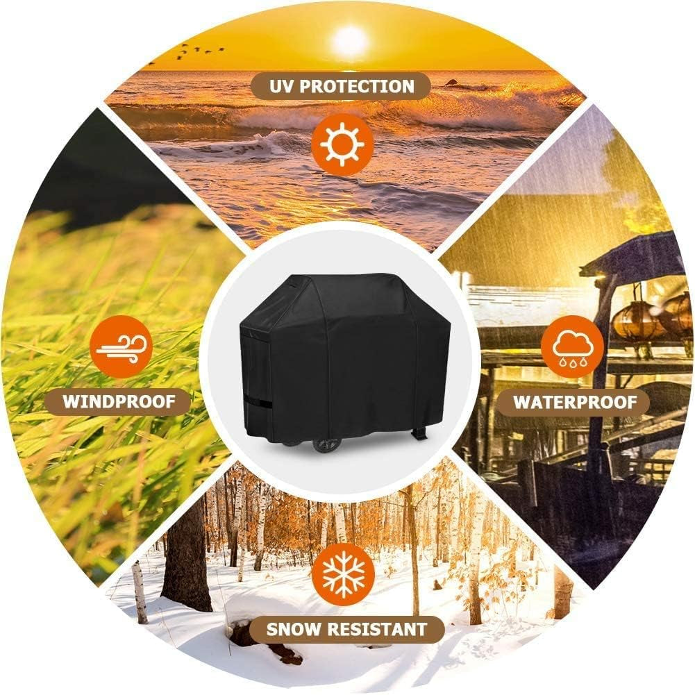 Icover Grill Cover, 600D Heavy Duty with Mesh Air Vent, 60 Inch Waterproof Barbecue Gas Smoker Cover, UV and Fade Resistant, for Weber Char-Broil Nexgrill Brinkmann and More