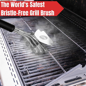 KP 3 in 1 Dream Set- Safe Grill Cleaning Kit - Bristle Free Grill Brush for Outdoor Grill W/Grill Scraper +Heavy Duty Grill Mat|Best BBQ Brush for Grill Cleaning | Grill Accessories for All Grills
