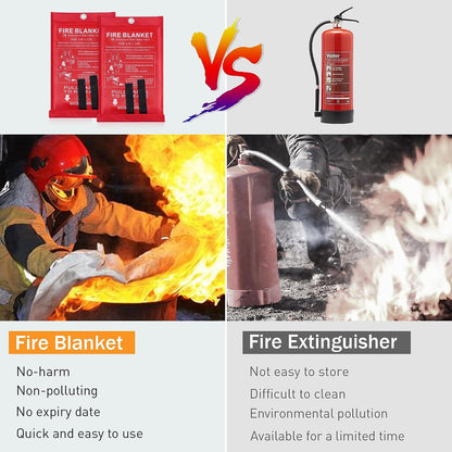 Emergency Fire Blankets for Home Kitchen - Mondoshop Fiberglass Fireproof Blankets for Camping, Picnic, Fireplace, School, Grill, Car, Office, Warehouse