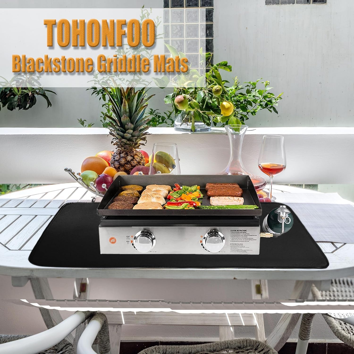 Heat Resistant Grill Mats for Outdoor Grill Fit Blackstone 17 & 22 Inch Griddle to Protect Your Prep Table and Outdoor Grill Table, Fire Proof & Water Proof & Oil Proof BBQ Mat