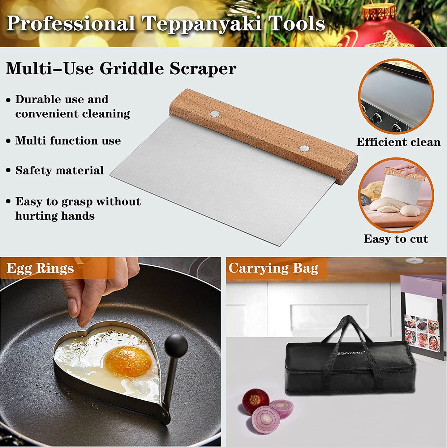 Professional Grade Griddle Accessories Kit - 30PCS Flat Top Grill Tools Set for Breakfast, Outdoor Grilling, Teppanyaki - Heavy Duty Griddle Spatula Scraper Burger Press - Ideal Grill Set