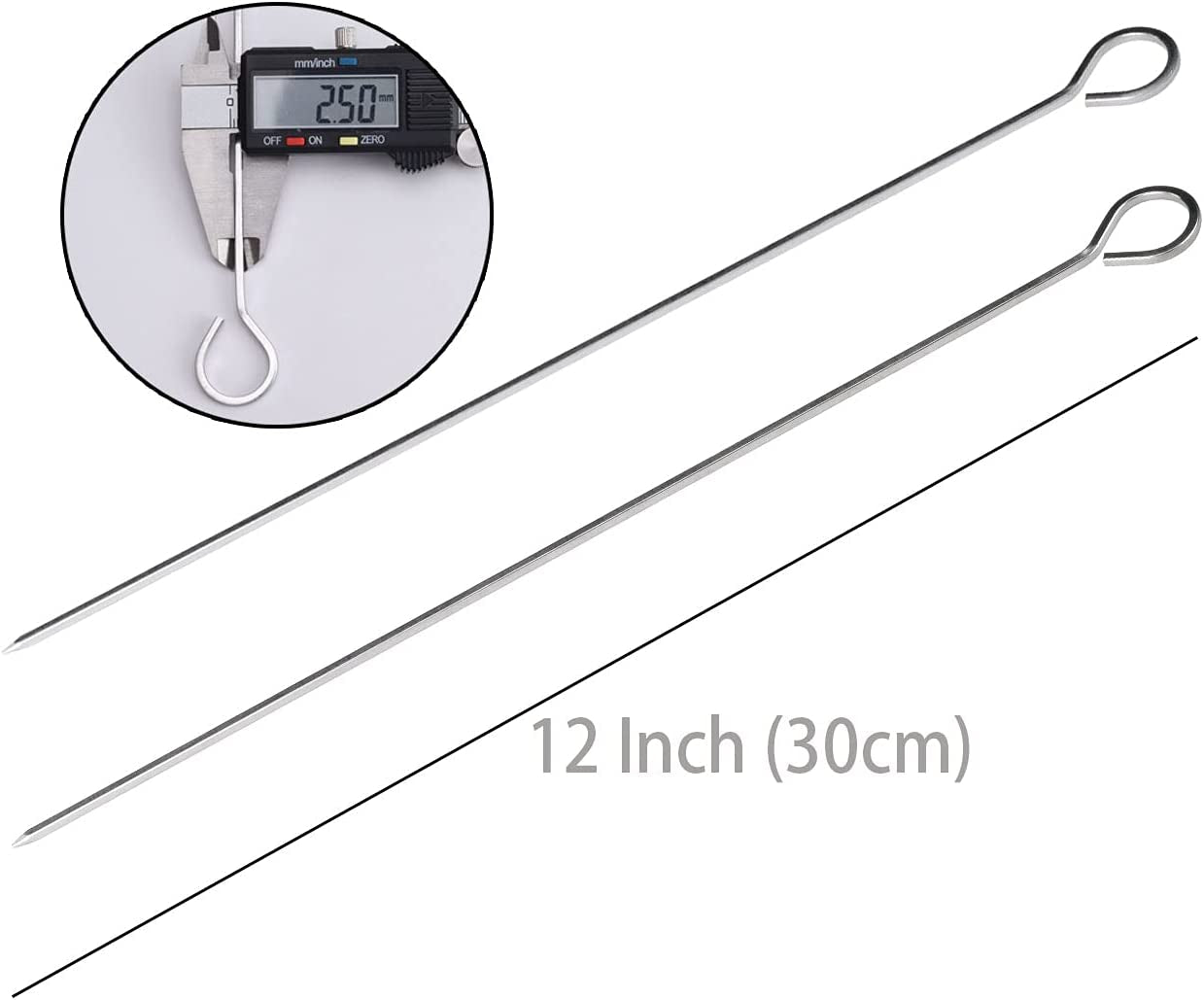 12 Inch Barbecue Skewers Metal BBQ Sticks,12Pack Stainless Steel Square Skewer,Kebob,Kabob Sets for Grill Outings Cooking (BBQ Skewers Square 12Inch-12P)