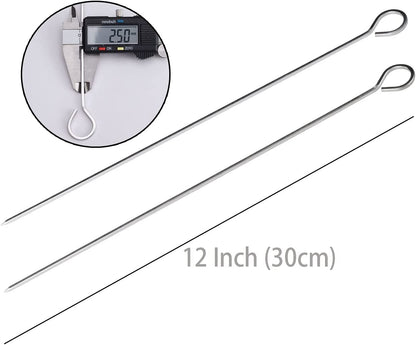 12 Inch Barbecue Skewers Metal BBQ Sticks,12Pack Stainless Steel Square Skewer,Kebob,Kabob Sets for Grill Outings Cooking (BBQ Skewers Square 12Inch-12P)