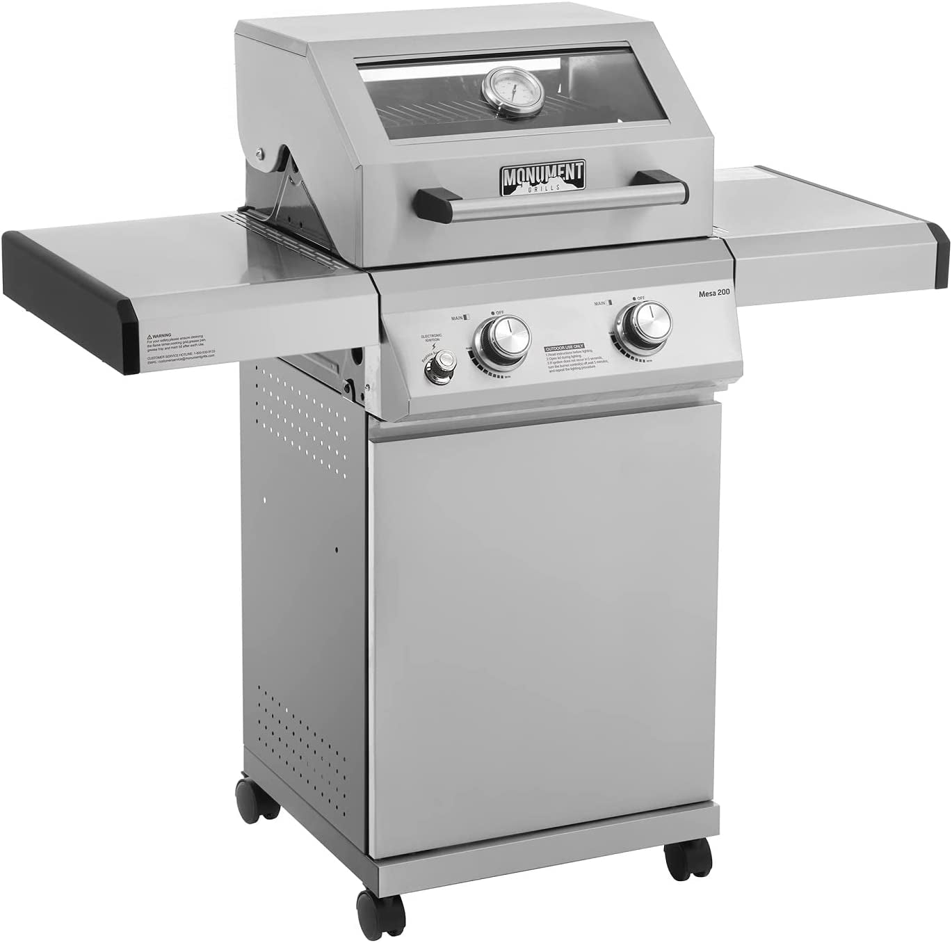 14633 2-Burner Stainless Steel Liquid Propane Gas Grill with Clear View Lid, LED Controls Mesa 200