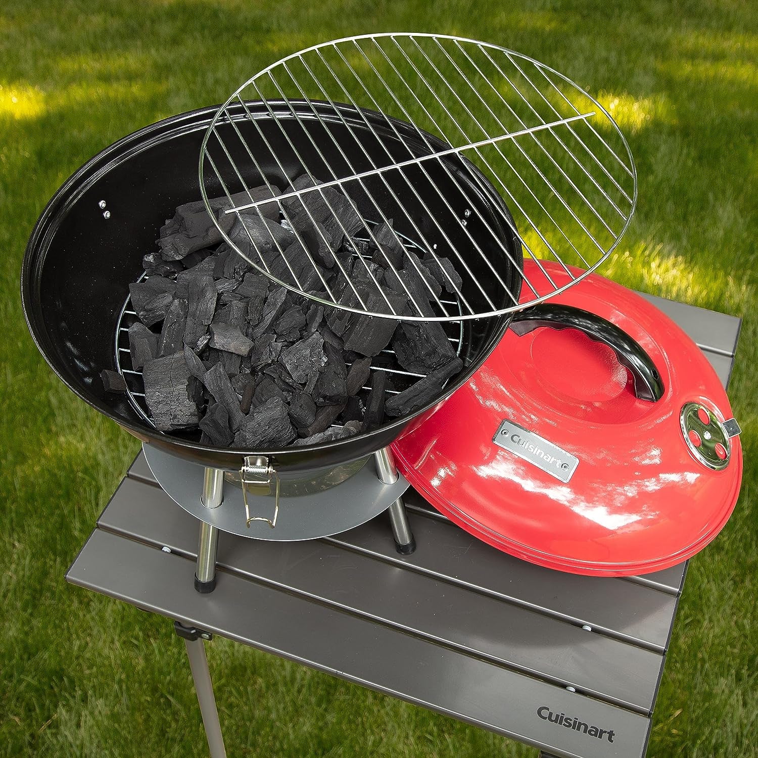 CCG190RB Inch BBQ, 14" X 14" X 15", Portable Charcoal Grill, 14" (Red)