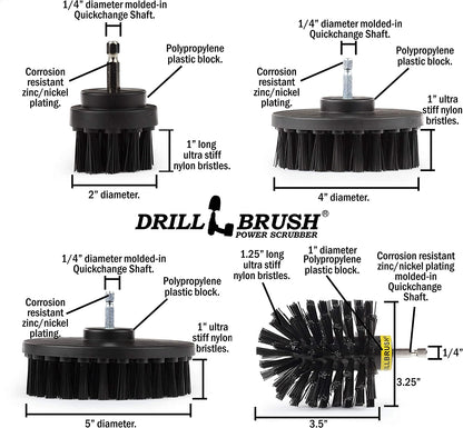 BBQ Grill Cleaning Ultra Stiff Drill Powered Cleaning Brushes 4 Piece Kit Replaces Wire Brushes for Rust Removal, Loose Paint, De-Scaling, Graffiti Removal on Stone, Brick, and Masonry.