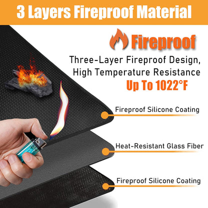 Heat Resistant Grill Mats for Outdoor Grill Fit Blackstone 17 & 22 Inch Griddle to Protect Your Prep Table and Outdoor Grill Table, Fire Proof & Water Proof & Oil Proof BBQ Mat