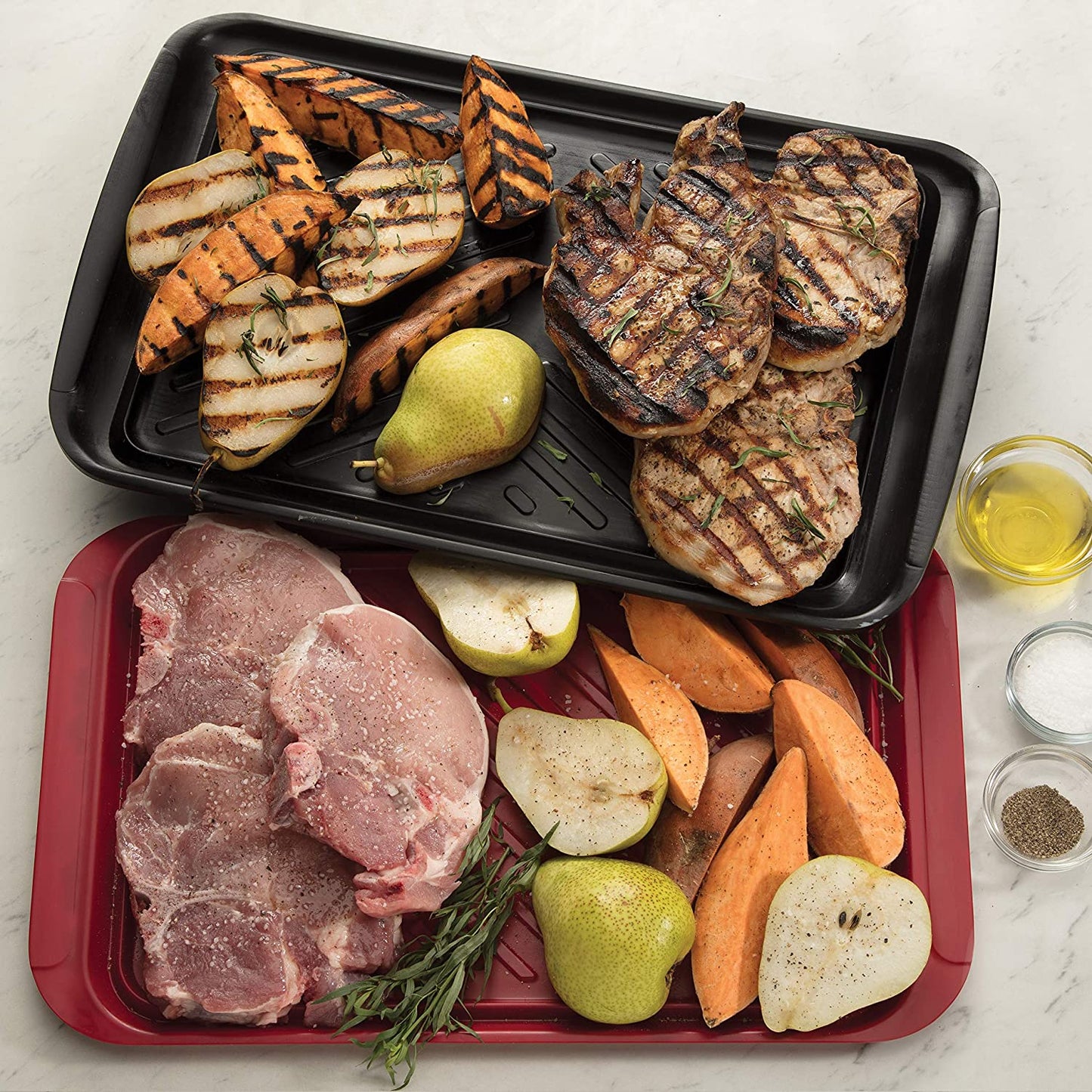CPK-200 Grilling Prep and Serve Trays, Black and Red Large 17 X 10. 5