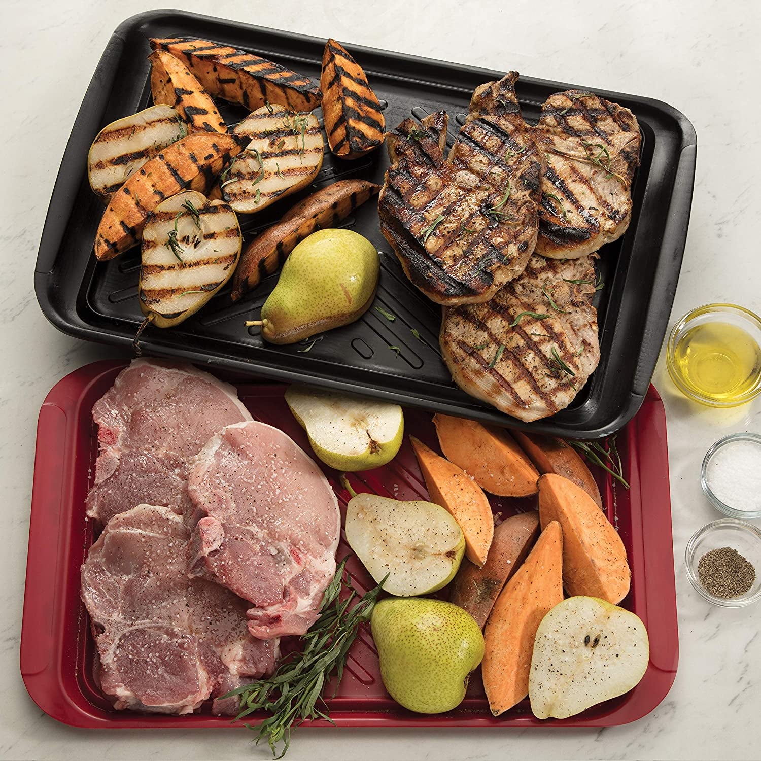 CPK-200 Grilling Prep and Serve Trays, Black and Red Large 17 X 10. 5