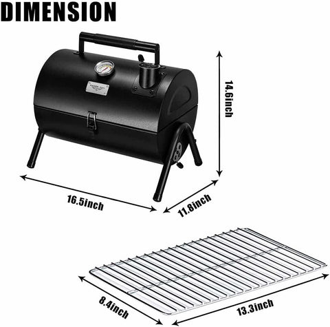 Image of Adjustable Portable Charcoal Grill Multi-Functional Metal Small BBQ Smoker for Outdoor Hiking Picnic(Black)