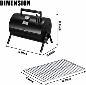 Adjustable Portable Charcoal Grill Multi-Functional Metal Small BBQ Smoker for Outdoor Hiking Picnic(Black)