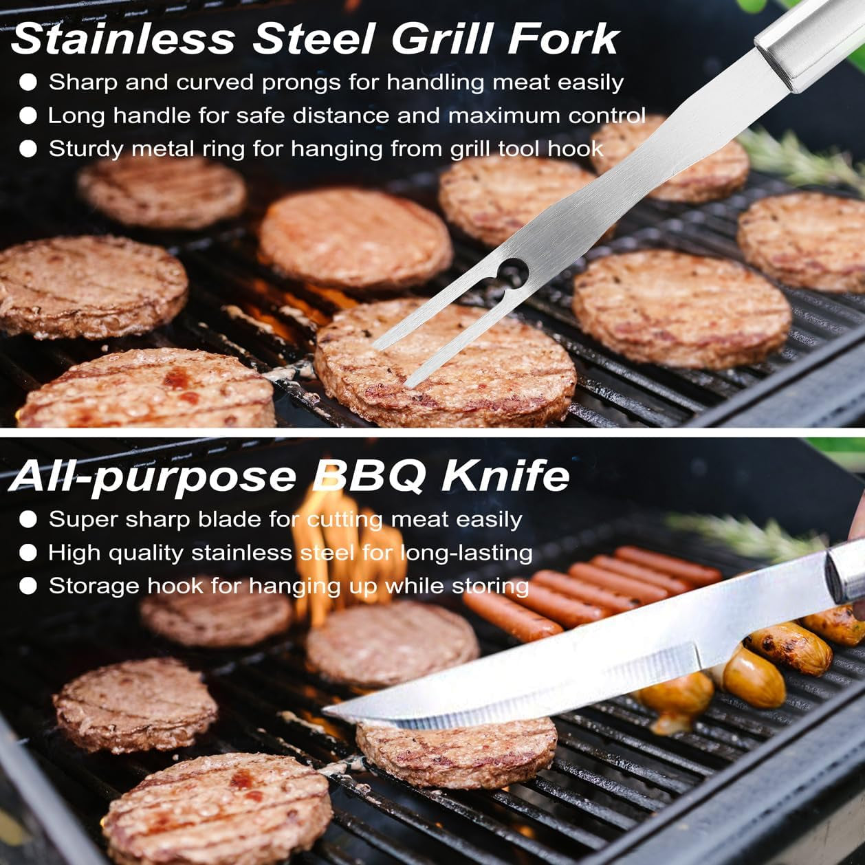 22PCS Heavy Duty Grill Accessories for Outdoor Grill Utensils Set Thicker Stainless Steel BBQ Tools Grilling Tools Set, Deluxe Barbecue Accessories Set Christmas Birthday Gifts for Men Women