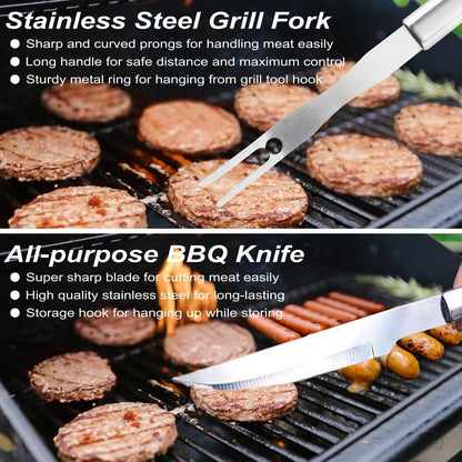 22PCS Heavy Duty Grill Accessories for Outdoor Grill Utensils Set Thicker Stainless Steel BBQ Tools Grilling Tools Set, Deluxe Barbecue Accessories Set Christmas Birthday Gifts for Men Women
