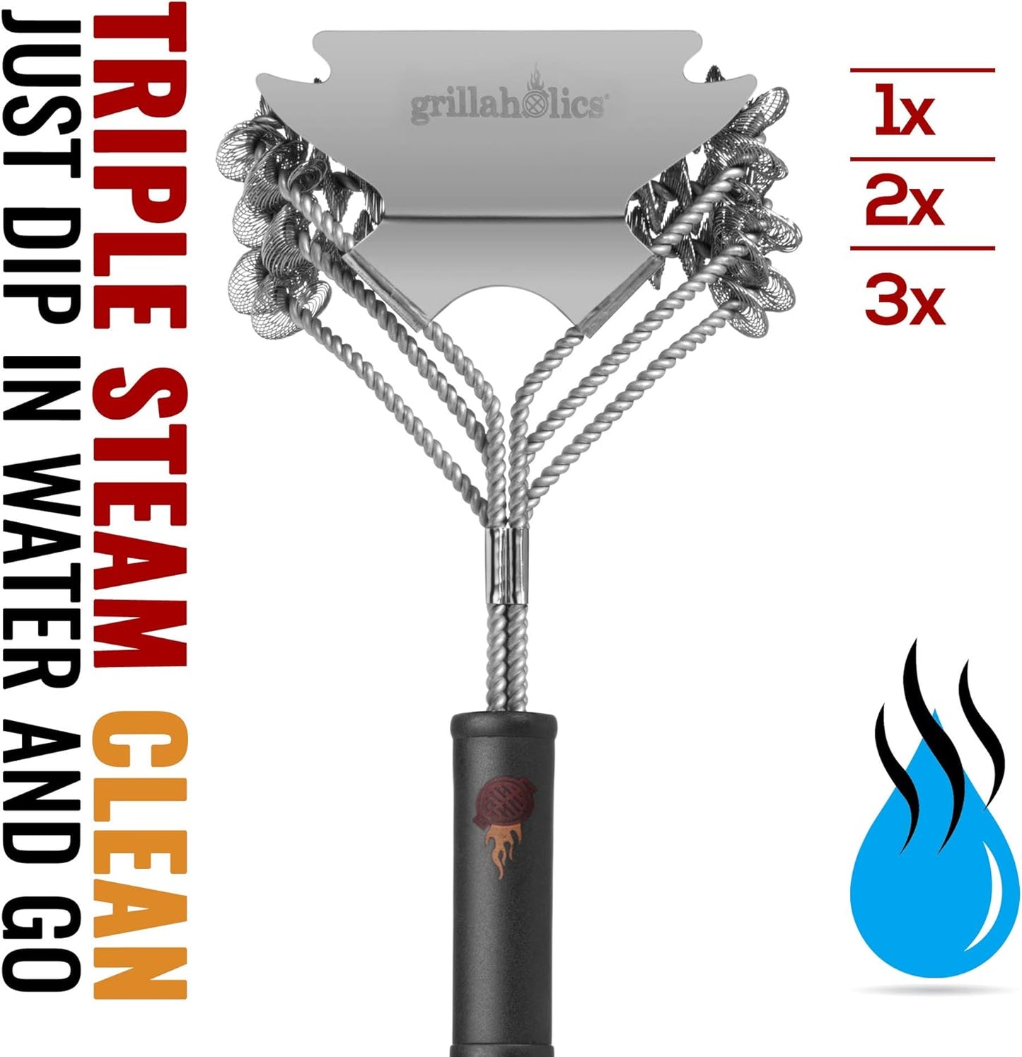 Grill Brush Bristle Free - Safe Grill Cleaning with No Wire Bristles - Professional Heavy Duty Stainless Steel Coils and Scraper - Lifetime Manufacturers Warranty