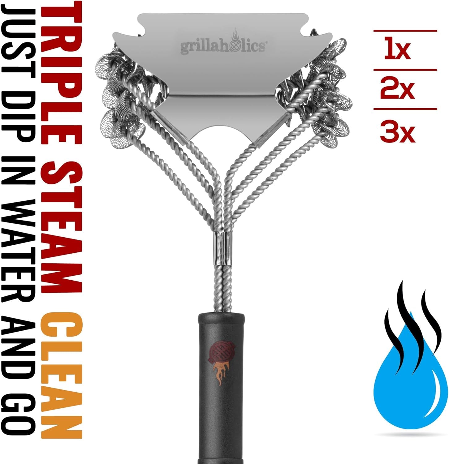 Grill Brush Bristle Free - Safe Grill Cleaning with No Wire Bristles - Professional Heavy Duty Stainless Steel Coils and Scraper - Lifetime Manufacturers Warranty