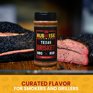 Texas Style Brisket Rub by Rubwise | Brisket BBQ Rub & Spices for Smoking and Grilling | Beef Seasoning Dry Rub | Smokey Savory Barbecue & Grill Blend | Great on Brisket, Steaks, Ribs & Burgers (1Lb)