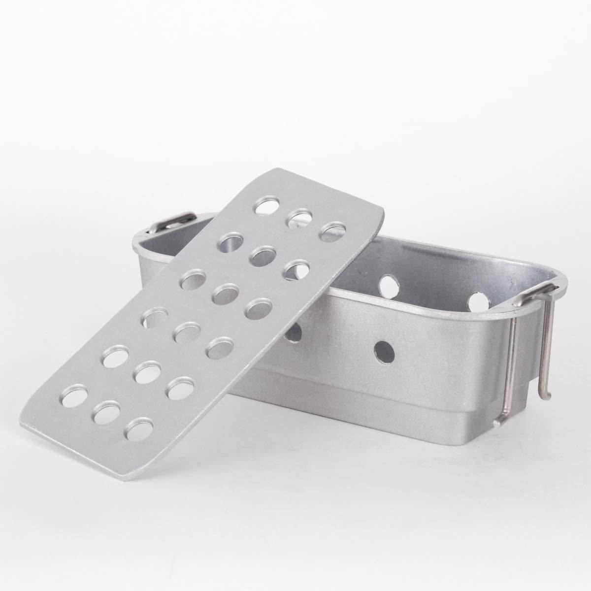 Aluminum Japanese Tabletop Shichirin Konro Charcoal Grill with Wire Mesh Grill and Wooden Base Hibachi Style Yakiniku Grill (9.5 Inch Rectangular)