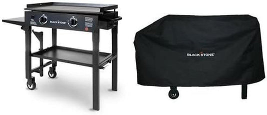 28 Inch Outdoor Flat Top Gas Grill Griddle Station - 2-Burner - Propane Fueled - Restaurant Grade - Professional Quality with Cover