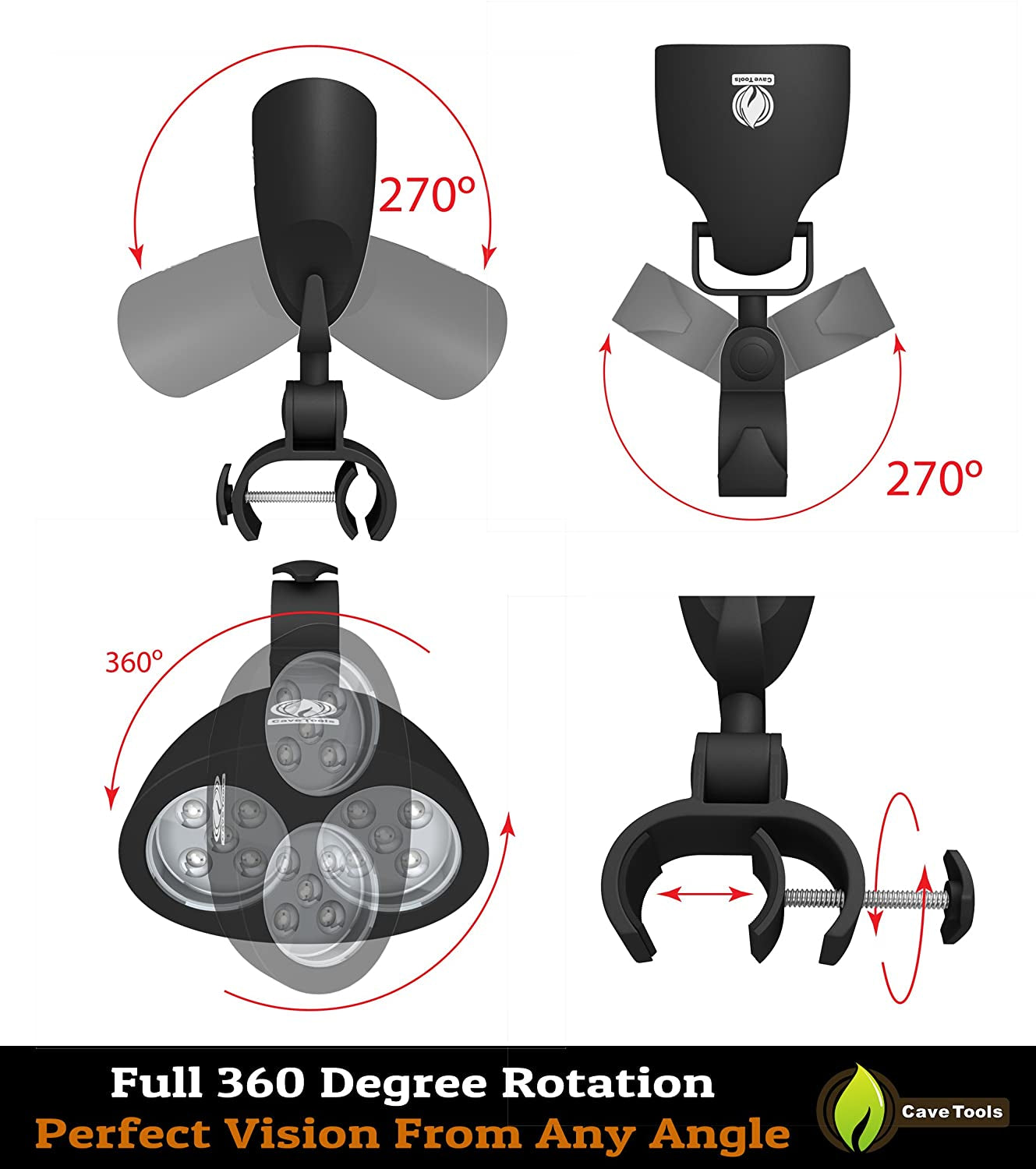 Barbecue Grill Light for Outdoor Grill - Fits round & Square Bars on Any BBQ Pit - 10 LED for Grilling at Night - BBQ Grill and Smoker Accessories