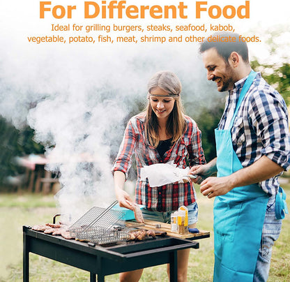 Grill Basket, Fish Grill Basket, Rustproof Stainless Steel BBQ Grilling Basket for Meat,Steak, Shrimp, Vegetables, Chops, Heavy Duty Grill Basket Outdoor Grill Accessories