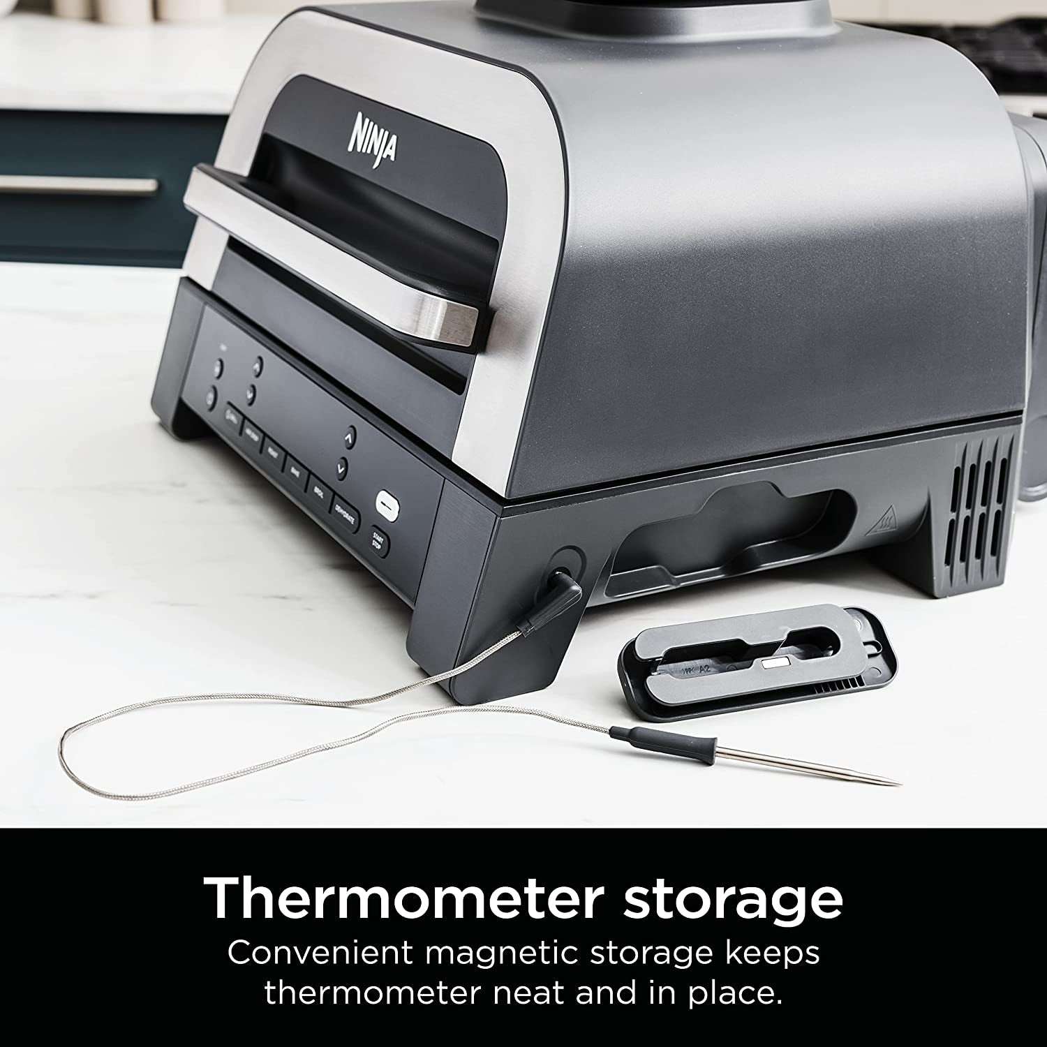 DG551 Foodi Smart XL 6-In-1 Indoor Grill with Air Fry, Roast, Bake, Broil, & Dehydrate, Foodi Smart Thermometer, 2Nd Generation, Black/Silver