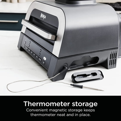 DG551 Foodi Smart XL 6-In-1 Indoor Grill with Air Fry, Roast, Bake, Broil, & Dehydrate, Foodi Smart Thermometer, 2Nd Generation, Black/Silver