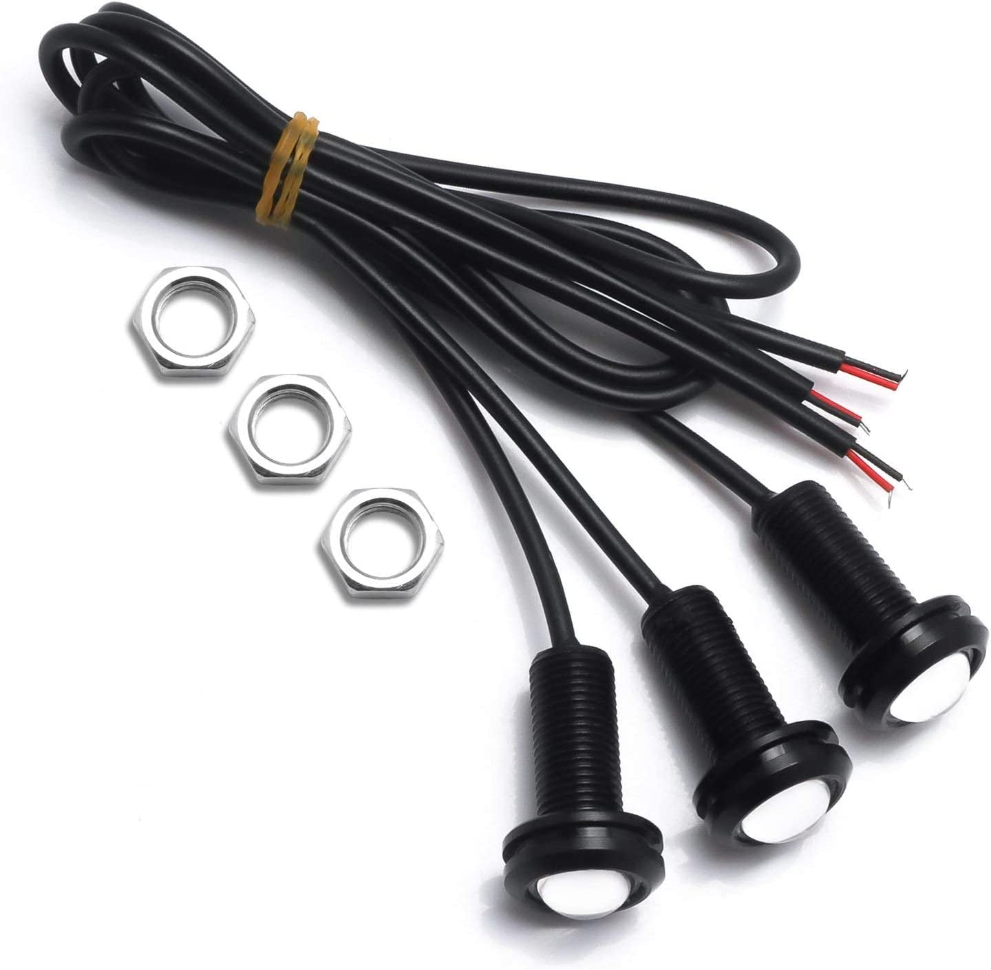 Xotic Tech 3Pcs LED Front Grille Marker Lights W/Projector Lens Assembly Compatible with Cars, Pickups, Trucks, SUV, Trailer, 3000K Amber