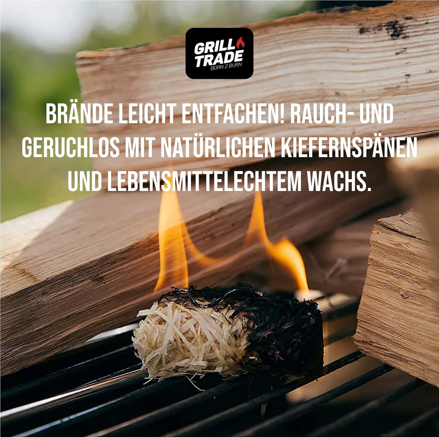 Grill Trade Firestarters 50 Pcs | Natural Fire Starters for Fireplace, Wood Stove, Campfires, Fire Pit, BBQ, Chimney, Pizza Oven | All Weather Charcoal Starters Waterproof Indoor/Outdoor Eco Friendly