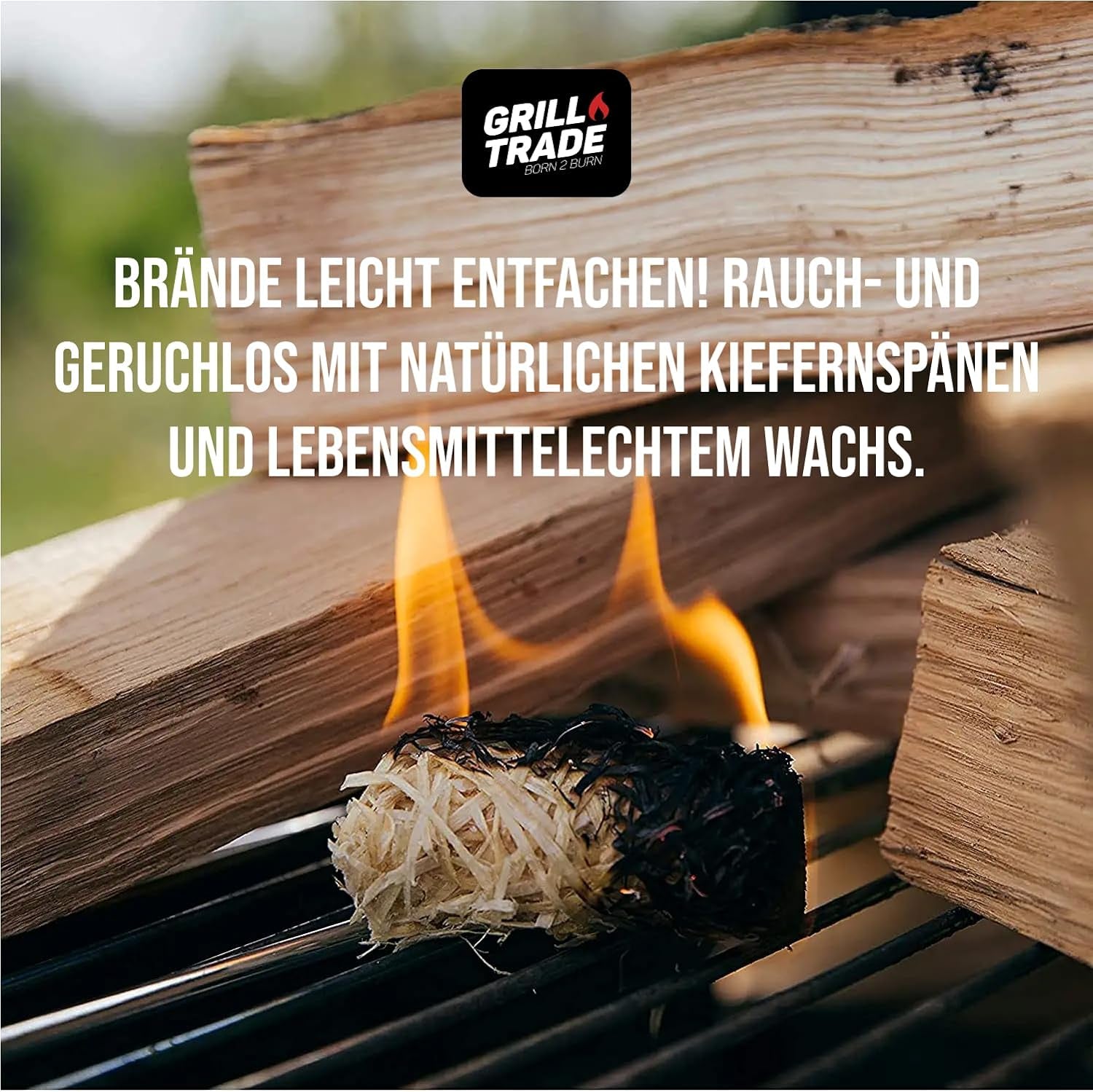 Grill Trade Firestarters 50 Pcs | Natural Fire Starters for Fireplace, Wood Stove, Campfires, Fire Pit, BBQ, Chimney, Pizza Oven | All Weather Charcoal Starters Waterproof Indoor/Outdoor Eco Friendly