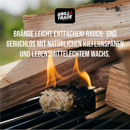 Grill Trade Firestarters 50 Pcs | Natural Fire Starters for Fireplace, Wood Stove, Campfires, Fire Pit, BBQ, Chimney, Pizza Oven | All Weather Charcoal Starters Waterproof Indoor/Outdoor Eco Friendly