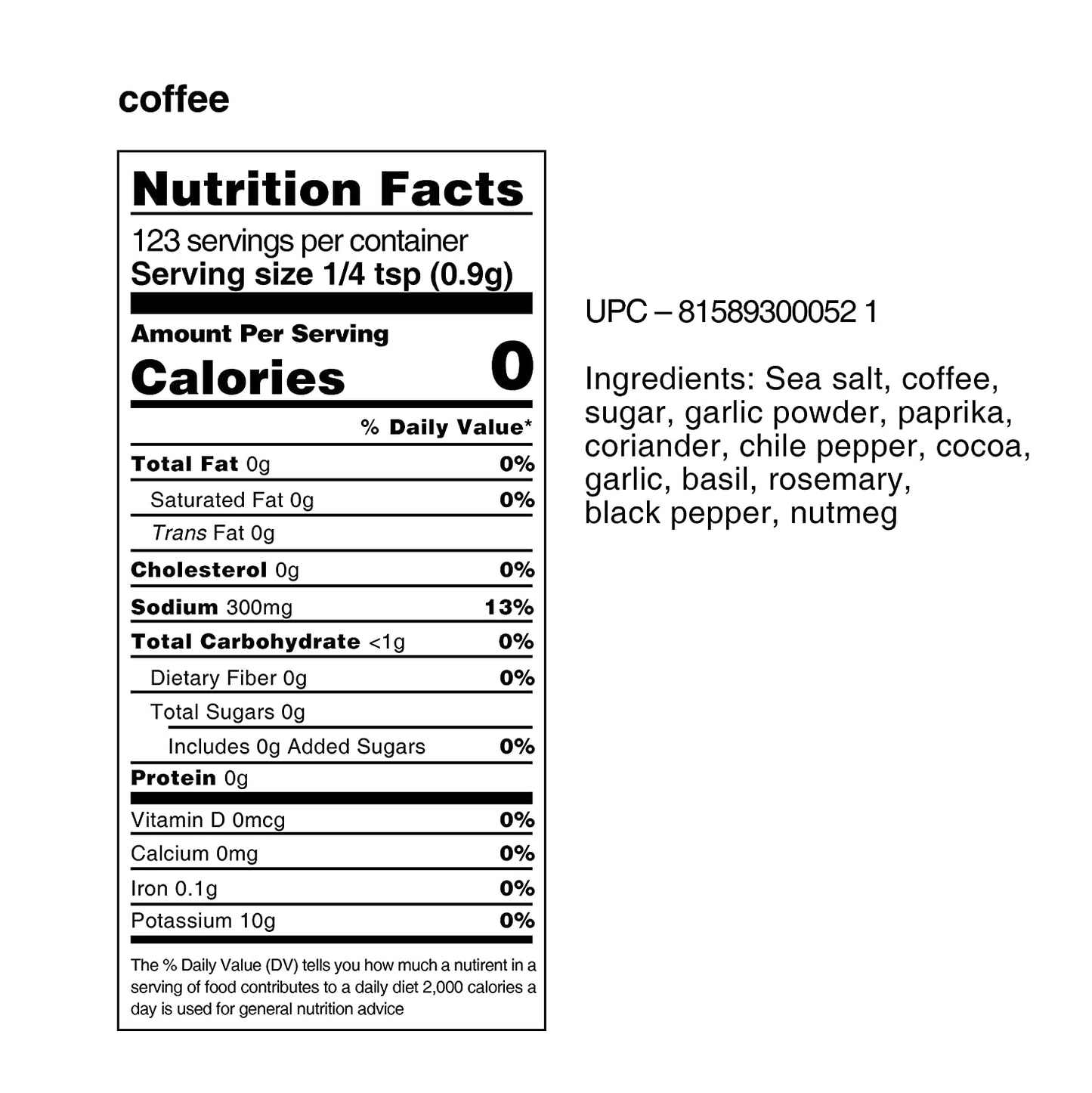 Coffee Seasoning Rub - Gourmet Seasoning Rub with Coffee and Cocoa - Gluten Free All Natural Multi-Purpose Seasoning for Barbecue Rubs and Sauces - 3.5 Oz Shaker Bottle